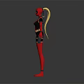 Red Black Tight Game Movie Character With Back Swords Utility Belt Ammunition Pouches Gloves Boots