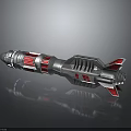 3D Rendered Futuristic Silver Weapon With Red Accents And Streamlined Mechanical Design