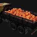 Vintage Cargo Truck Carrying Plenty Of Orange Pumpkins In Open Bed