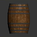 Wooden Storage Barrel With Metal Hoops As Practical Household Item For Daily Use