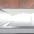 Modern Museum Building With Grey Roofs Pond And Green Courtyard Design