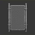 Metal Chain Link Fence With Decorative Posts And Mesh Structure 3d model
