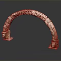Stunning Scenic Landscape Surrounding Historic Stone Arch With Detailed Carvings