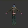 Male Character in Dark Uniform With Red Accents White Belt Gloves and Cap Standing Pose