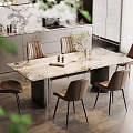 Modern Open Kitchen Interior With Island Counter Dining Table And Modern Appliances