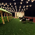 Commercial Street Rooftop Terrace With Green Lawn Seats Umbrellas And Lighting