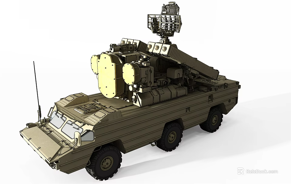 Military Style Functional Vehicle Featuring Top Mounted Radar And Communication Gear 3d model 
