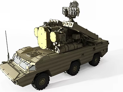 Military Style Functional Vehicle Featuring Top Mounted Radar And Communication Gear 3d model