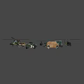 Military Vehicles And Helicopters Display With Armored Trucks Tanks And Transport Vehicles