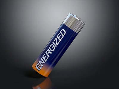 Energized Battery with Blue Orange Gradient and Silver Top for Daily Use 3d model