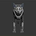 Silver Mechanical Cat With Blue Eyes Metallic Structure And Futuristic Joint Lights