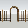Wooden Garden Fence With Arched Gate And Lattice Panel Design