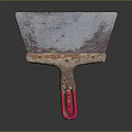Durable Hardware Tool Trowel With Red Handle And Rustic Metal Blade For Construction Work 3d model