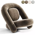 Cream Colored Modern Single Sofa With Curved Upholstered Design And Comfortable Style