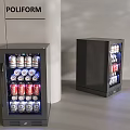 POLIFORM Modern Black Glass Door Beverage Refrigerators With Canned Drinks