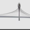 Modern Cable Stayed Bridge With Unique Tower Design And White Structural Elements 3d model