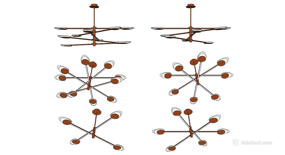 Modern Chandelier Designs With Multiple Branches And Decorative Lighting Fixtures For Home Interior 3d model 