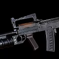 Rifle With Black Metal Parts And Brown Stock On Black Background Detailed Features View
