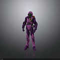 Shiny Purple And Pink Robot Mech Suit With Helmet Armor In Standing Pose