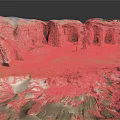 Natural Garden Landscape With Rocky Formations Sandy Terrain And Water Features