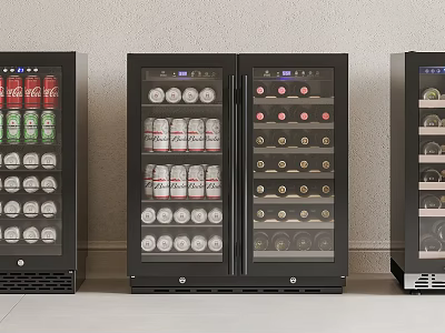Modern Double Glass Door Wine Cooler For Canned Drinks And Bottled Wine Storage 3d model