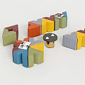 Modern Modular Sofa Set With Colorful Geometric Modules For Living Room Design 3d model