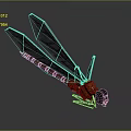 Modern Dragonfly Thin-winged Dragonfly Le Fairy Dragonfly Purple Red Dragonfly 3d model