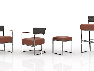Modern Bar Chair Single Chair Bar Chair Combination 3d model