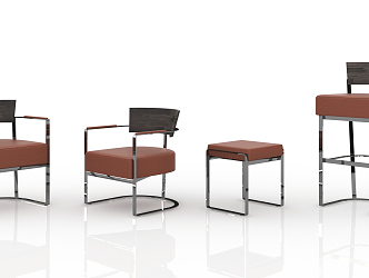 Modern Bar Chair Single Chair Bar Chair Combination 3d model