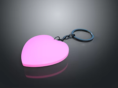 Stylish Pink Heart Shaped Keychain Practical Accessory For Daily Use 3d model
