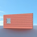 Abstract Red Perforated Panel With Geometric Design And Blue Sky Backdrop 3d model