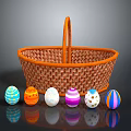 Decorative Wicker Basket With Colorful Easter Eggs For Festive Home Decoration