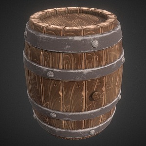 Cartoon Wooden Barrel Style Wooden Barrel 3d model