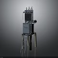 Industrial Equipment Structure with Metal Cabinet Ladder and Control Panels for Maintenance
