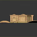 Modern Desert Inspired Architectural Scene With Sand Arches Columns And Central Fire Pit