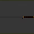 Traditional Samurai Sword With Polished Silver Blade And Wooden Handle Gold Accents