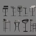 Modern Bar Stools With Various Designs For Kitchen Or Bar Area 3d model