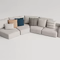Light Gray Sectional Sofa With Multiple Colored Cushions Modern Comfortable Design 3d model
