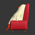 White Duck Sitting On Red Chair With Plump Body And Orange Webbed Feet