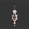 Cartoon Cow with Brown Spots Red Collar and Bell Standing on Dark Background