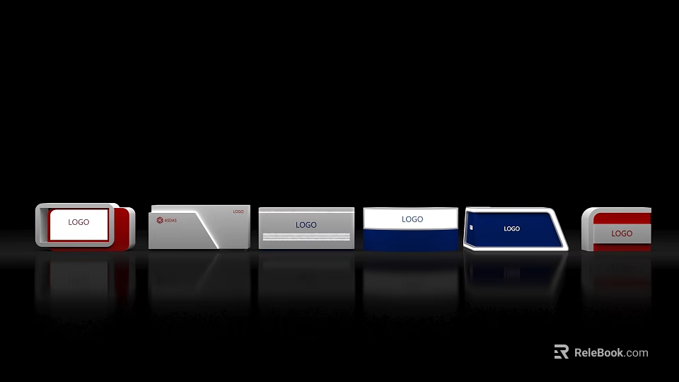 Modern Reception Desk Designs With Sleek Surface Logo Display And Various Colors 3d model