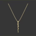 Gold Snake Pendant Necklace With Elegant Delicate Chain Design 3d model