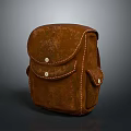 Vintage Brown Leather Backpack with Stitching Detail and Small Pockets