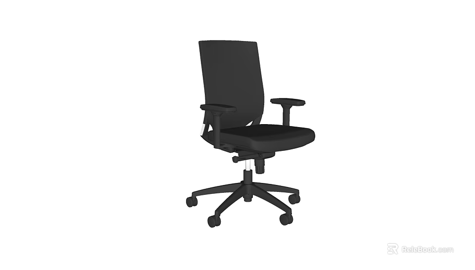Black Ergonomic Office Chair with Swivel Base Adjustable Armrests and Rolling Wheels 3d model