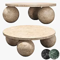 Elegant Round Marble Dining Table With Spherical Legs And Colored Ball Design 3d model