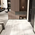 Modern Entryway Hallway Interior Design With Wooden Cabinet Drawers Shoes And Lighting