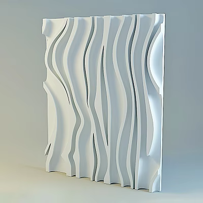 Modern Abstract White Sculpture Carving with Wavy Curved Lines and Smooth Surface Design 3d model