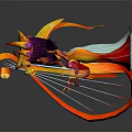Vibrant Abstract Creature Designs With Orange Red Purple Horn Like Shaped Elements 3d model