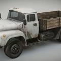 Classic White Truck With Wooden Cargo Bed And Retro Worn Appearance