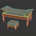 Elegant Ornate Daybed With Pink Cushion Carved Legs And Gold Accented Ottoman